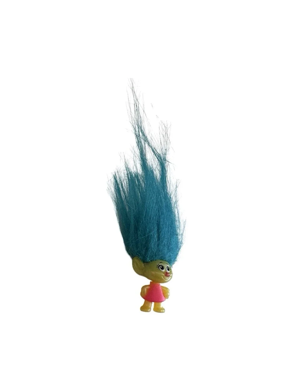 DreamWorks Trolls Smidge Mini Figure Cake Topper Yellow Blue Hair Pink Dress